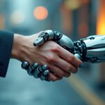 Image of human - AI handshake.